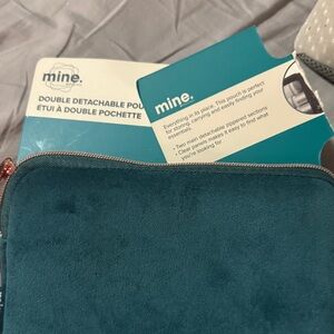 Mine Teal velvet travel pouch  Double detatchable Pouches.